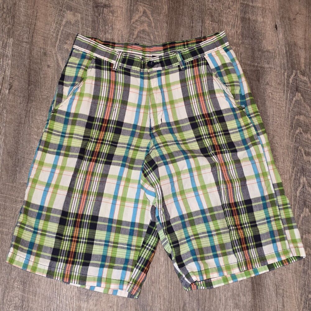 Nautica Boys XL 18/20 Plaid Colorful  Board Shorts 100% Cotton Pockets